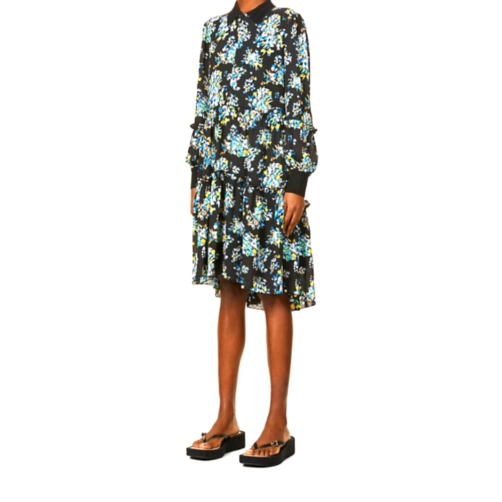 ME + EM Storm-Floral Crepe Midi Dress. Size: UK 14 = US 12.